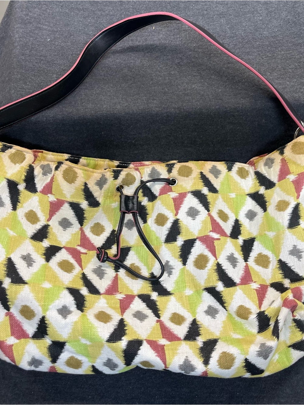 Stephanie Johnson Multicolor Geometric Canvas Drawstring Tote